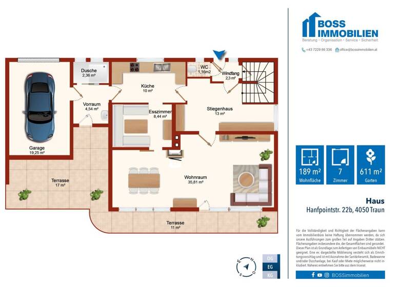 Haus zum Kauf 547.000 € 7,5 Zimmer 189 m² 750 m² Grundstück Hanfpointstraße 22b Traun 4050