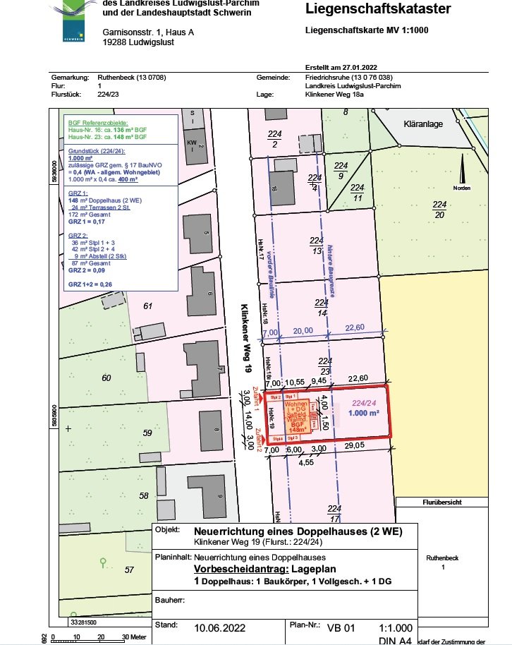 Grundstück zum Kauf 69.000 € 1.000 m²<br/>Grundstück Ruthenbeck Friedrichsruhe 19089