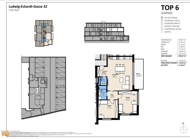 Wohnung zum Kauf - Erstbezug 668.000 € 3 Zimmer 90 m² 1. Geschoss Ludwig-Eckardt-Gasse Wien 1140