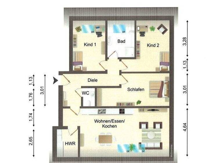 Wohnung zur Miete - Erstbezug 1.150 € 4 Zimmer 107 m² 2. Geschoss frei ab sofort Buer Melle 49328