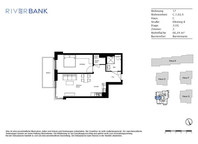 Wohnung zur Miete 950 € 2 Zimmer 66,4 m² 2. Geschoss frei ab 01.06.2026 Elbstieg 8 Geesthacht 21502