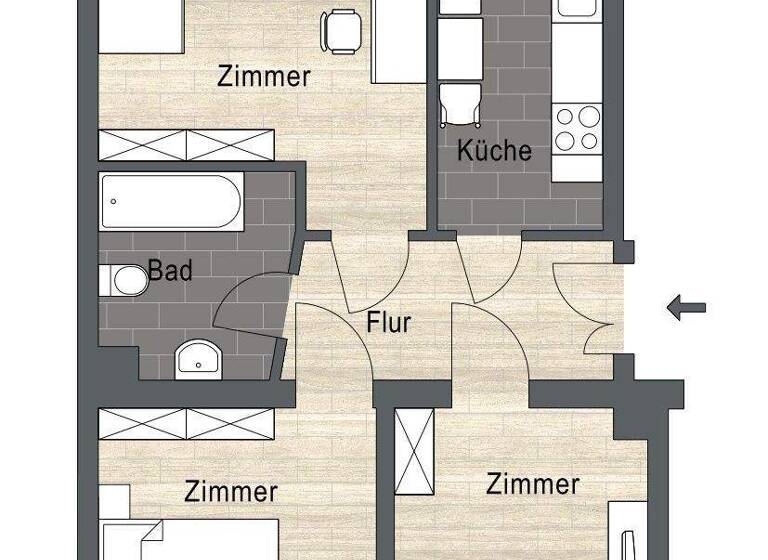 Wohnung zur Miete 989 € 3 Zimmer 72 m² 1. Geschoss Volksgartenstraße 14 Schönefeld-Ost Leipzig 04347