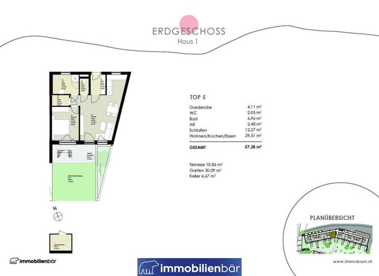 Wohnung zum Kauf - Erstbezug 279.500 € 2 Zimmer 57,4 m² EG Kienzlstraße 5 Bad Schallerbach 4701