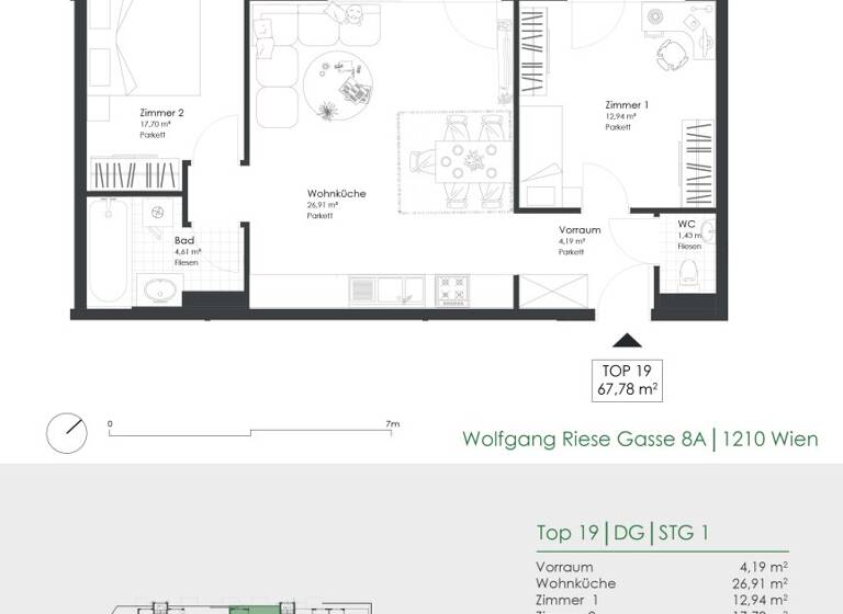 Wohnung zum Kauf - Erstbezug provisionsfrei 401.500 € 3 Zimmer 67,8 m² 2. Geschoss Wolfgang-Riese-Gasse 8A Wien 1210
