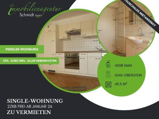 Wohnung zur Miete 400 € 2 Zimmer 49,5 m² Idar-Oberstein 55743