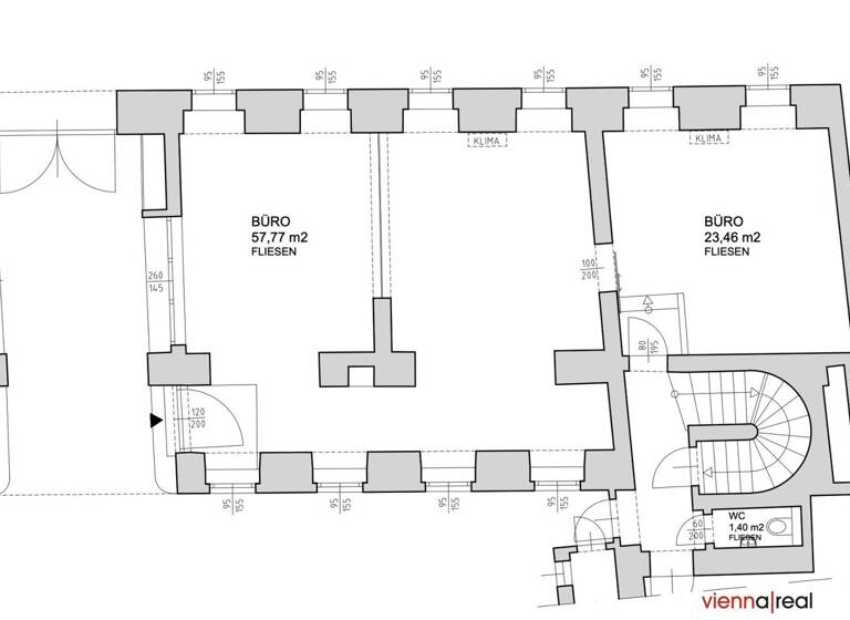 Büro zur Miete 659 € 3 Zimmer Burggasse Wien 1070