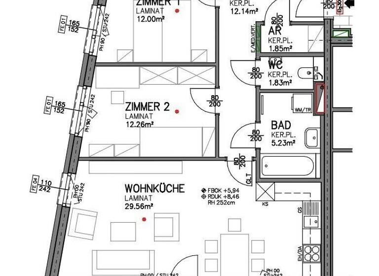 Wohnung zur Miete - Erstbezug 915 € 3 Zimmer 74,9 m² 2. Geschoss frei ab sofort Am Bahndamm Eisenstadt 7000
