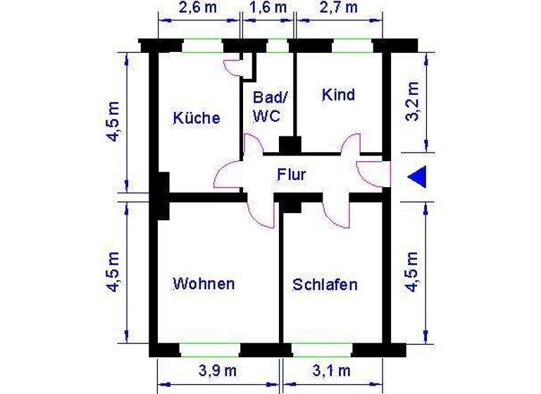 Wohnung zur Miete 365 € 3 Zimmer 60,8 m² 1. Geschoss Große Diesdorfer Str. 68c Stadtfeld West Magdeburg 39110