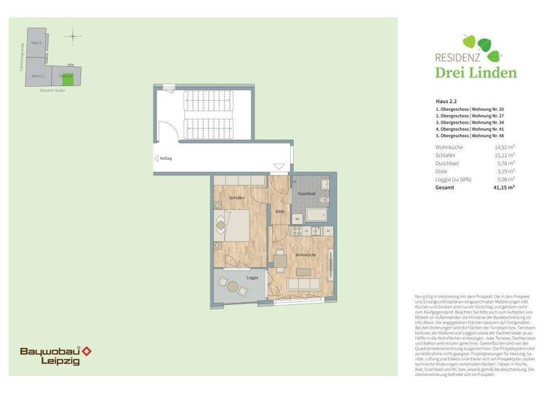 Wohnung zur Miete - Erstbezug 622 € 2 Zimmer 41,2 m² 1. Geschoss frei ab 01.10.2026 Gabelsberger Straße 2 Neustadt-Neuschönefeld Leipzig 04317