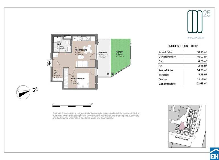 Wohnung zur Miete - Erstbezug 707 € 2 Zimmer 34,6 m² EG frei ab 01.07.2026 Odoakergasse 25 Wien 1160