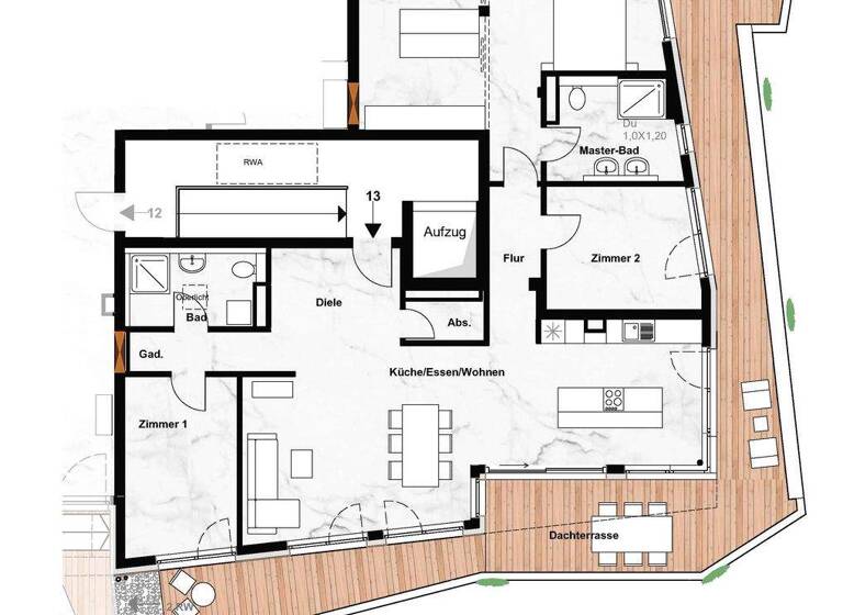Penthouse zum Kauf provisionsfrei 1.395.000 € 4 Zimmer 167,1 m² 4. Geschoss frei ab sofort Alte Bundesstraße 60a Gundelfingen 79194