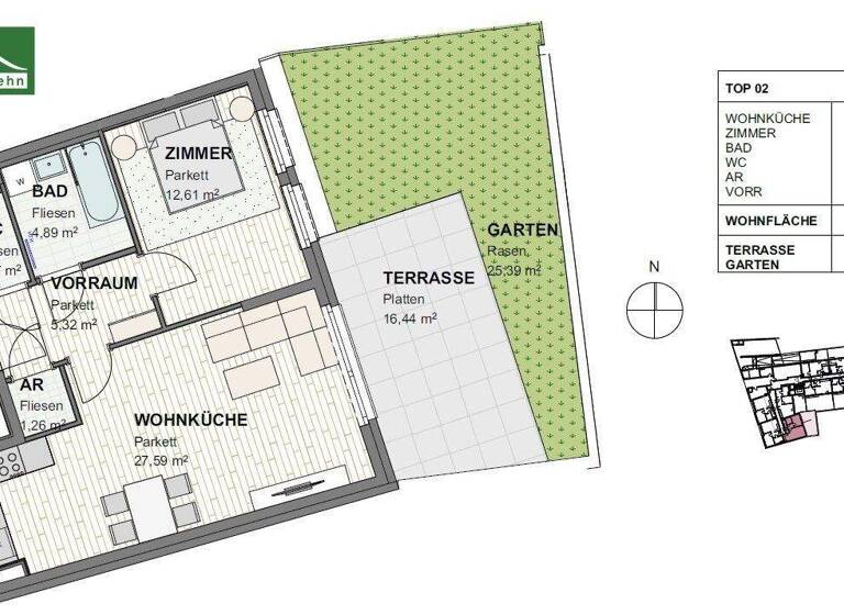 Wohnung zur Miete 668 € 2 Zimmer 53,1 m² EG frei ab 01.05.2026 Julius Raab-Promenade 31-35 St. Pölten 3100