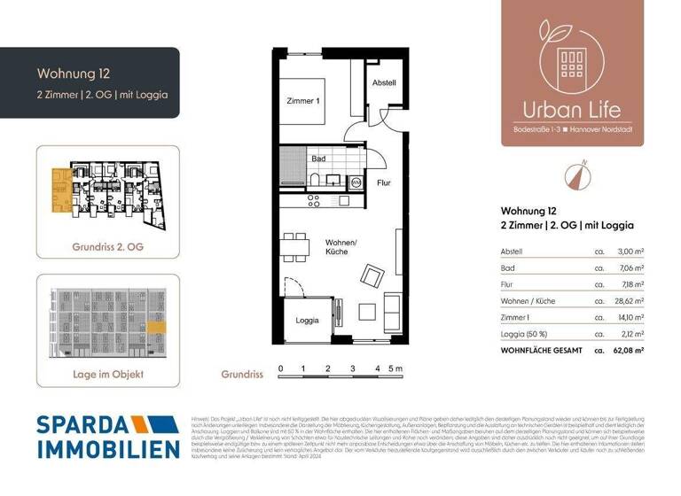 Wohnung zum Kauf - Erstbezug provisionsfrei 347.000 € 2 Zimmer 62,1 m² Bodestraße 1-3 Nordstadt Hannover-Nordstadt 30167