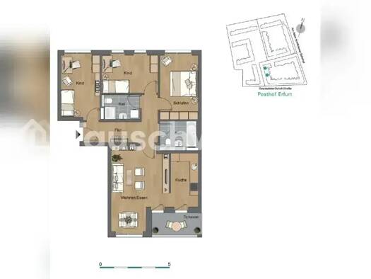 Wohnung zur Miete Tauschwohnung 1.300 € 4 Zimmer 91 m² 2. Geschoss Johannesvorstadt Erfurt 99085