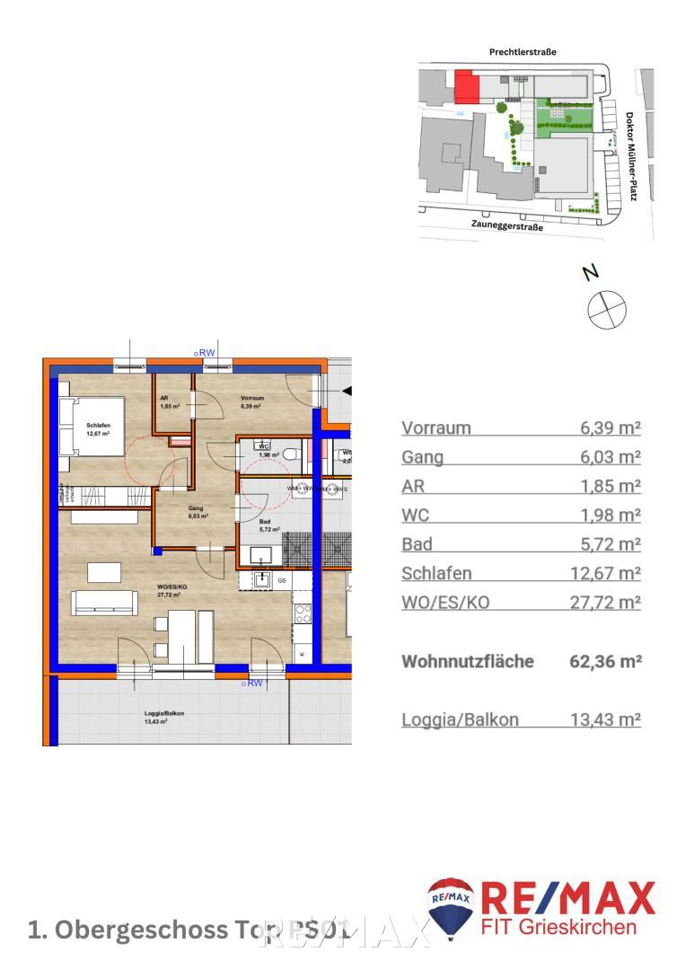 Wohnung zum Kauf 289.414 € 2 Zimmer 62,4 m²<br/>Wohnfläche 1.<br/>Geschoss Grieskirchen 4710