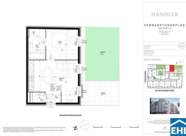 Wohnung zur Miete 637 € 2 Zimmer 41,4 m² EG frei ab 01.03.2026 Atzlergasse Wien 1230