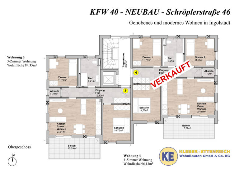 Wohnung zum Kauf - Erstbezug provisionsfrei 522.000 € 3 Zimmer 85 m² 1. Geschoss frei ab sofort Schröplerstraße 46 Ingolstadt 85053