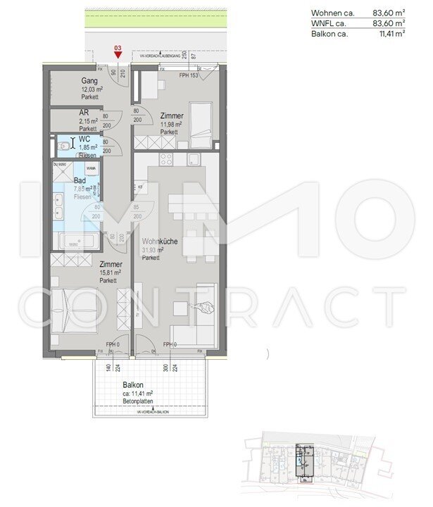 Wohnung zum Kauf provisionsfrei 426.400 € 3 Zimmer 84 m²<br/>Wohnfläche Kaltenleutgeben 2391