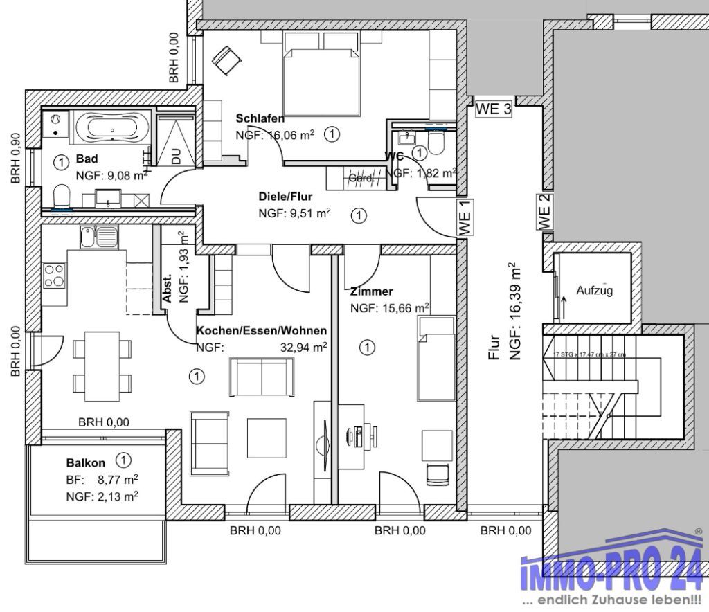 Wohnung zur Miete 1.070 € 3 Zimmer 89 m²<br/>Wohnfläche 1.<br/>Geschoss Korbach Korbach - Korbach 34497