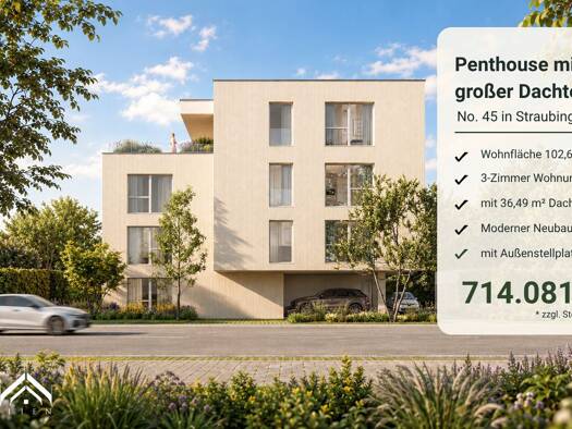 Wohnung zum Kauf - Erstbezug provisionsfrei 714.081 € 3 Zimmer 102,6 m² 3. Geschoss Straubing Straubing 94315