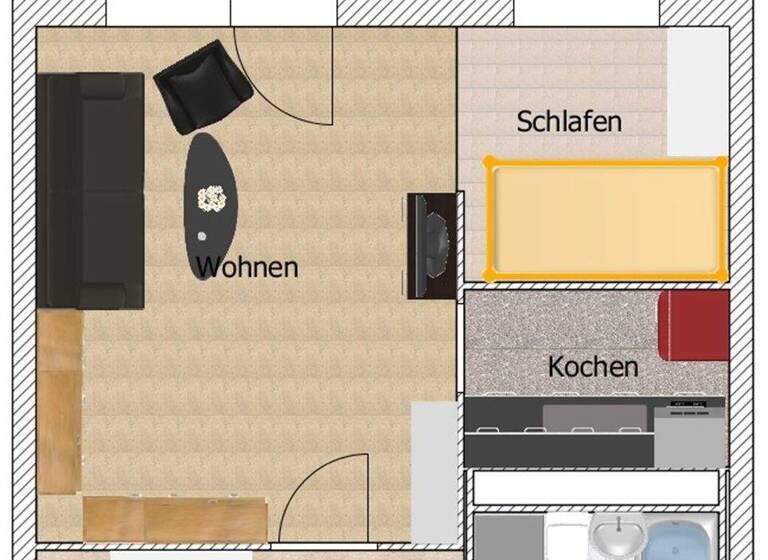 Studio zur Miete 174 € 1 Zimmer 34,3 m² 1. Geschoss frei ab 01.05.2026 Ottendorfer Hang 34 Hainichen 09661