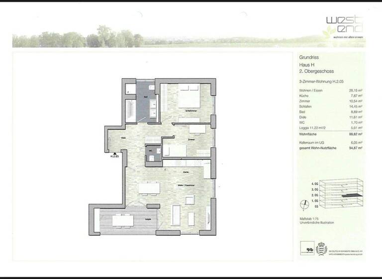 Wohnung zum Kauf provisionsfrei 529.000 € 3 Zimmer 88,8 m² 2. Geschoss Scharnhauser Park Ostfildern 73760