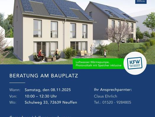 Doppelhaushälfte zum Kauf provisionsfrei 559.500 € 6 Zimmer 124 m² 223 m² Grundstück Schulweg 33 Neuffen 72639