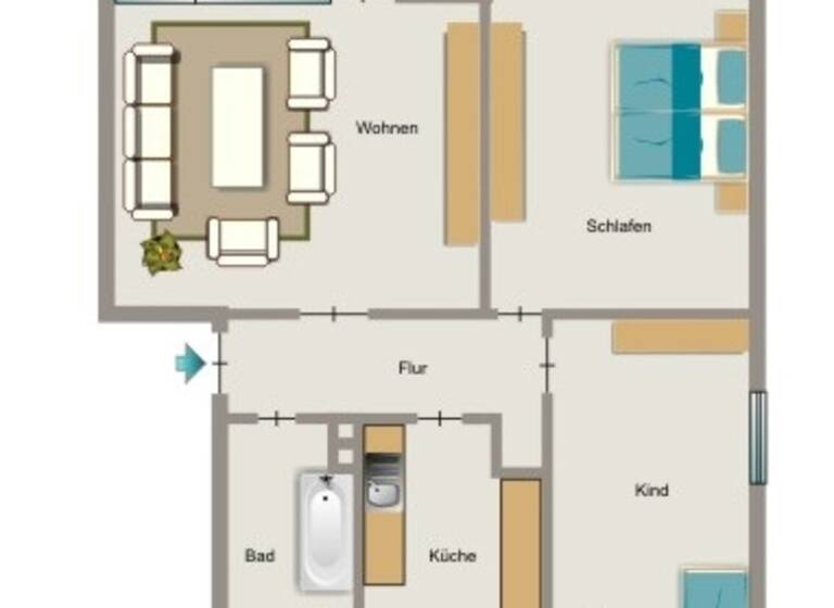 Wohnung zur Miete 585 € 3,5 Zimmer 67,2 m² 1. Geschoss frei ab 01.07.2026 Waldenburger Straße 28 Eick Moers 47445