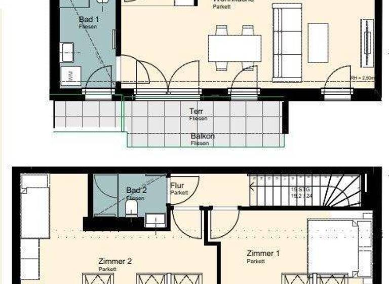Maisonette zur Miete - Erstbezug 1.243 € 3 Zimmer 81,8 m² 1. Geschoss Wien 1110