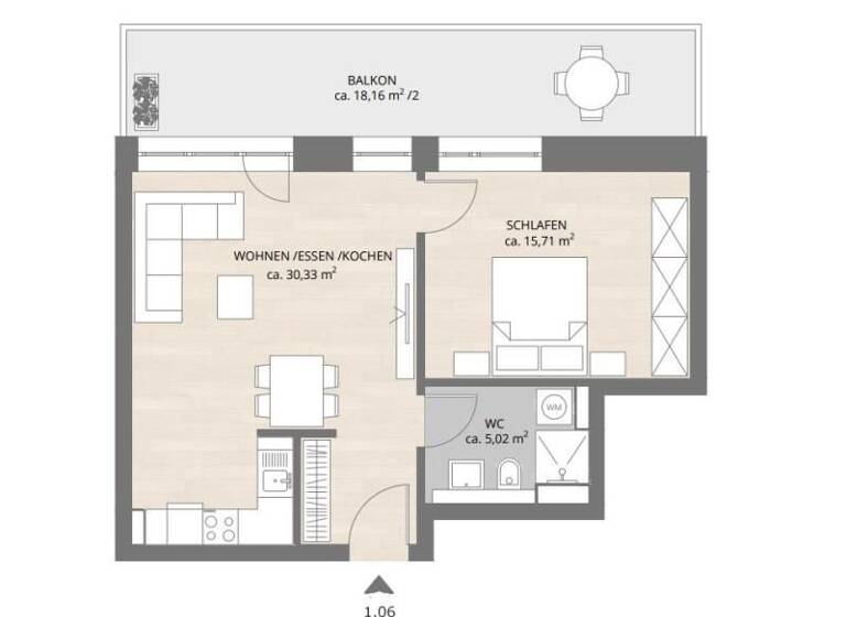 Wohnung zur Miete 1.173 € 2 Zimmer 59,7 m²<br/>Wohnfläche 2.<br/>Geschoss ab sofort<br/>Verfügbarkeit Innenstadt Fürth 90762