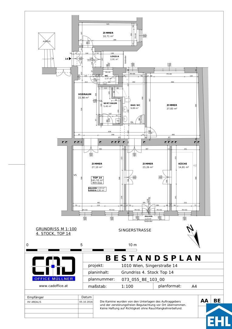 Wohnung zur Miete 2.540 € 4 Zimmer 144 m²<br/>Wohnfläche 4.<br/>Geschoss Singerstraße Wien 1010