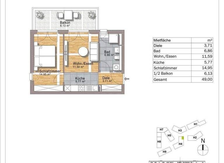 Wohnung zur Miete 855 € 2 Zimmer 49 m² 3. Geschoss frei ab sofort Mühlgasse 3/1 Schorndorf 73614