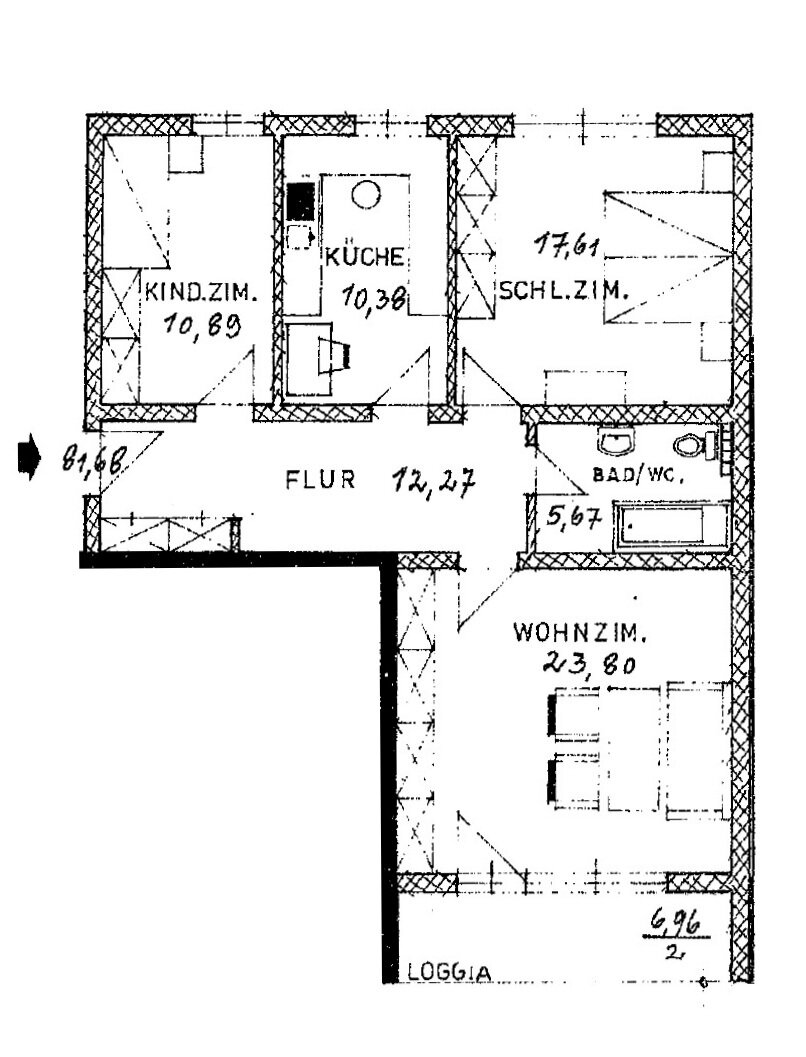 Wohnung zur Miete 700 € 3 Zimmer 82 m²<br/>Wohnfläche 3.<br/>Geschoss Grubweg Passau 94034