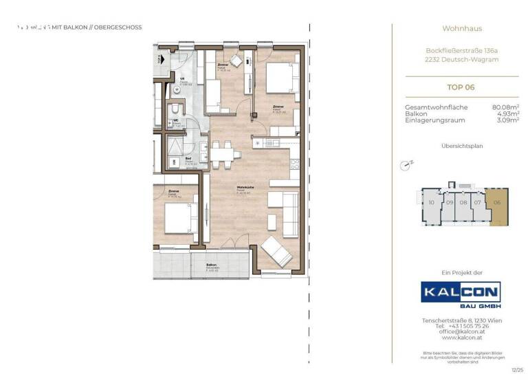 Wohnung zum Kauf - Erstbezug 369.000 € 3 Zimmer 80,1 m² 1. Geschoss Bockfließerstraße 136A Deutsch-Wagram 2232