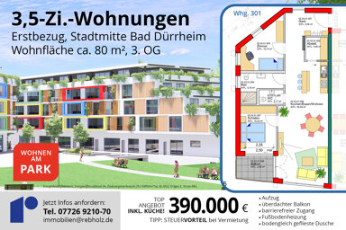 Wohnung zum Kauf provisionsfrei 390.000 € 3,5 Zimmer 80 m² 3. Geschoss frei ab sofort Hofstraße 3 Bad Dürrheim Bad Dürrheim 78073