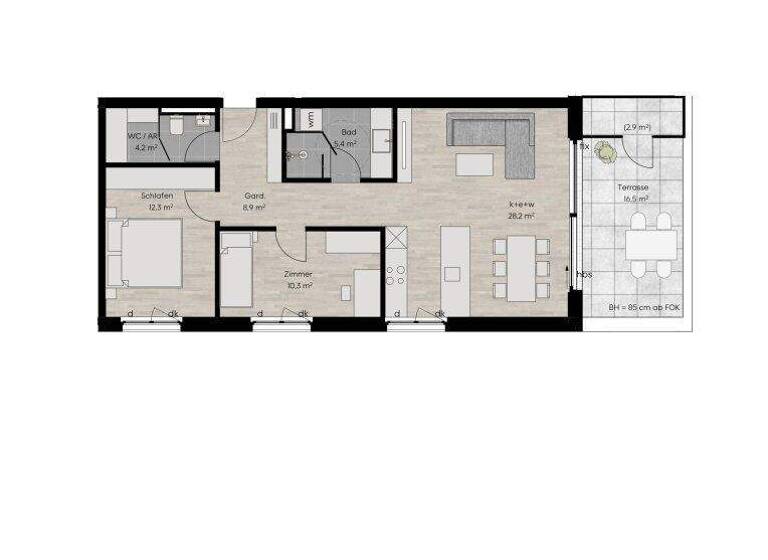 Terrassenwohnung zum Kauf - Erstbezug 566.500 € 3 Zimmer 69 m² 2. Geschoss Lustenau 6890