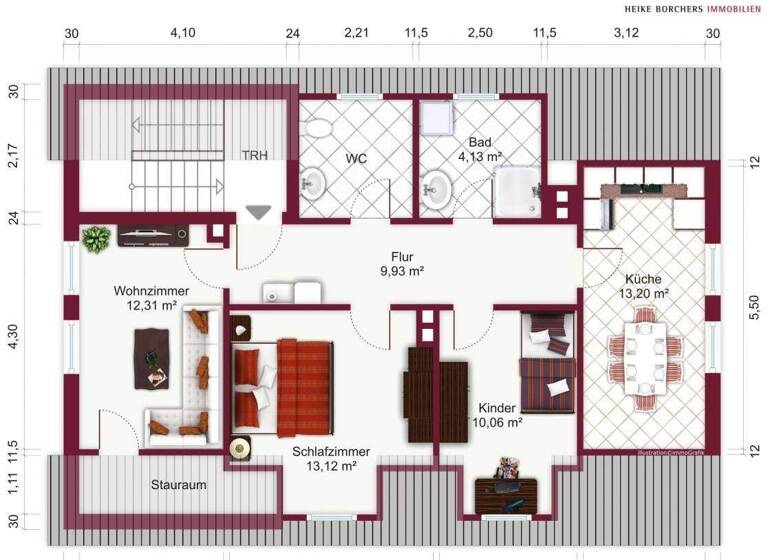 Wohnung zur Miete 1.140 € 3 Zimmer 69,5 m² 2. Geschoss Thalk.Obersendl.-Forsten-Fürstenr.-Solln München 81475