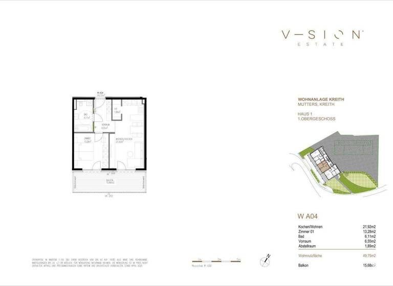 Wohnung zum Kauf - Erstbezug 349.000 € 2 Zimmer 49,7 m² Mutters 6162