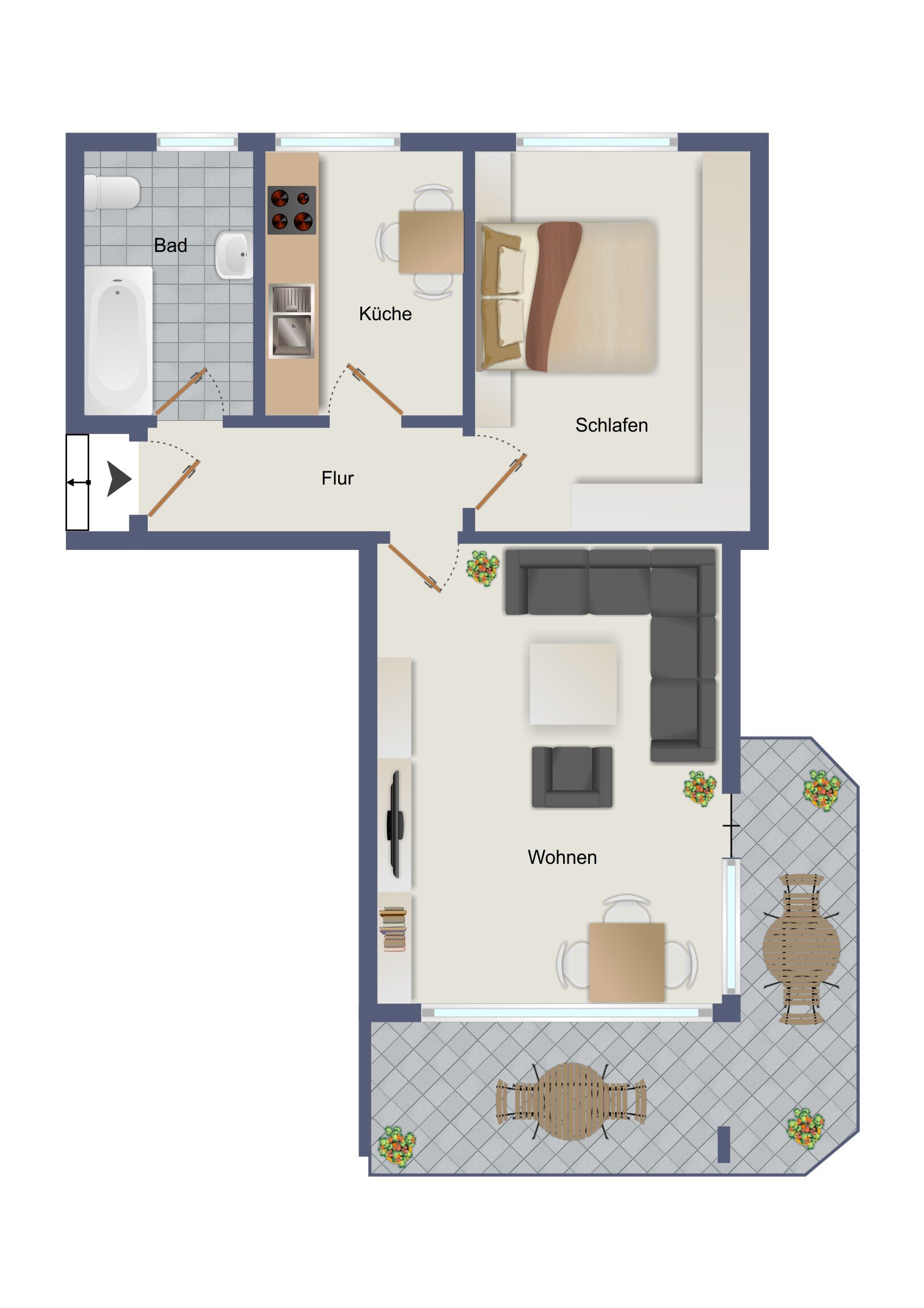 Terrassenwohnung zum Kauf 139.000 € 2 Zimmer 59,5 m²<br/>Wohnfläche Freudenstadt Freudenstadt 72250