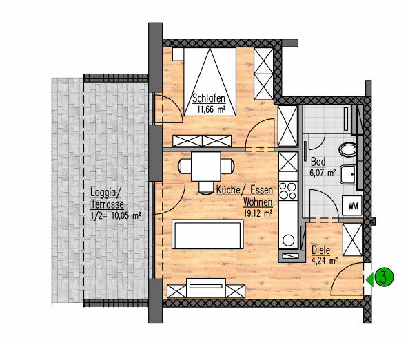 Terrassenwohnung zum Kauf provisionsfrei als Kapitalanlage geeignet 577.000 € 2 Zimmer 61,1 m²<br/>Wohnfläche Schloßstraße 13 Ismaning Ismaning 85737