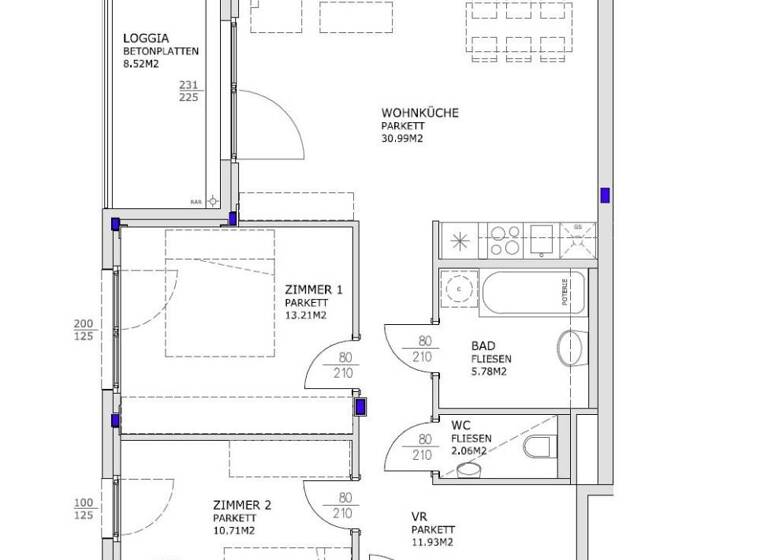 Wohnung zur Miete 1.118 € 3 Zimmer 80 m² 1. Geschoss Wien 1110