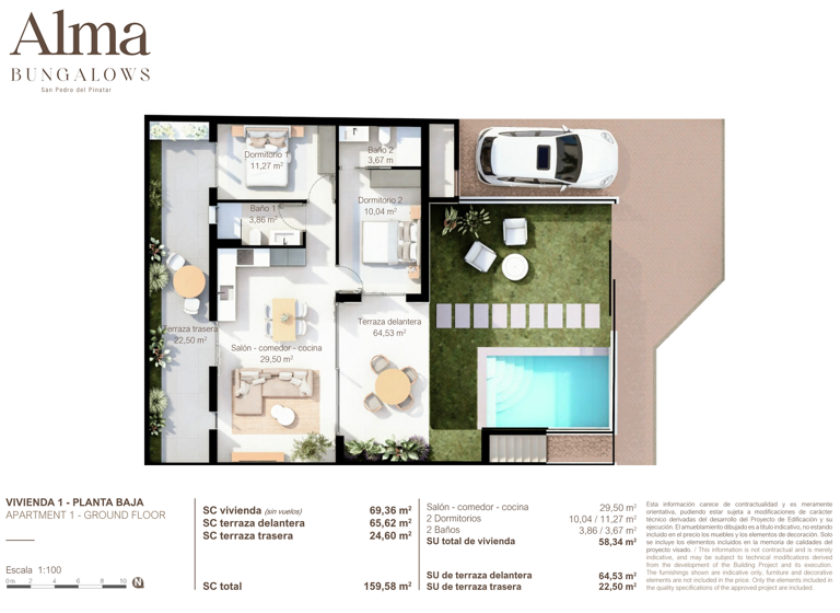 Bungalow zum Kauf - Erstbezug provisionsfrei 290.900 € 3 Zimmer 69 m² 69 m² Grundstück San Pedro del Pinatar 30740