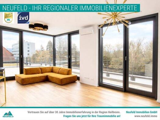 Penthouse zur Miete 2.145 € 3 Zimmer 121,8 m² 4. Geschoss frei ab sofort Wartbergstraße 8/1 Heilbronn 74072