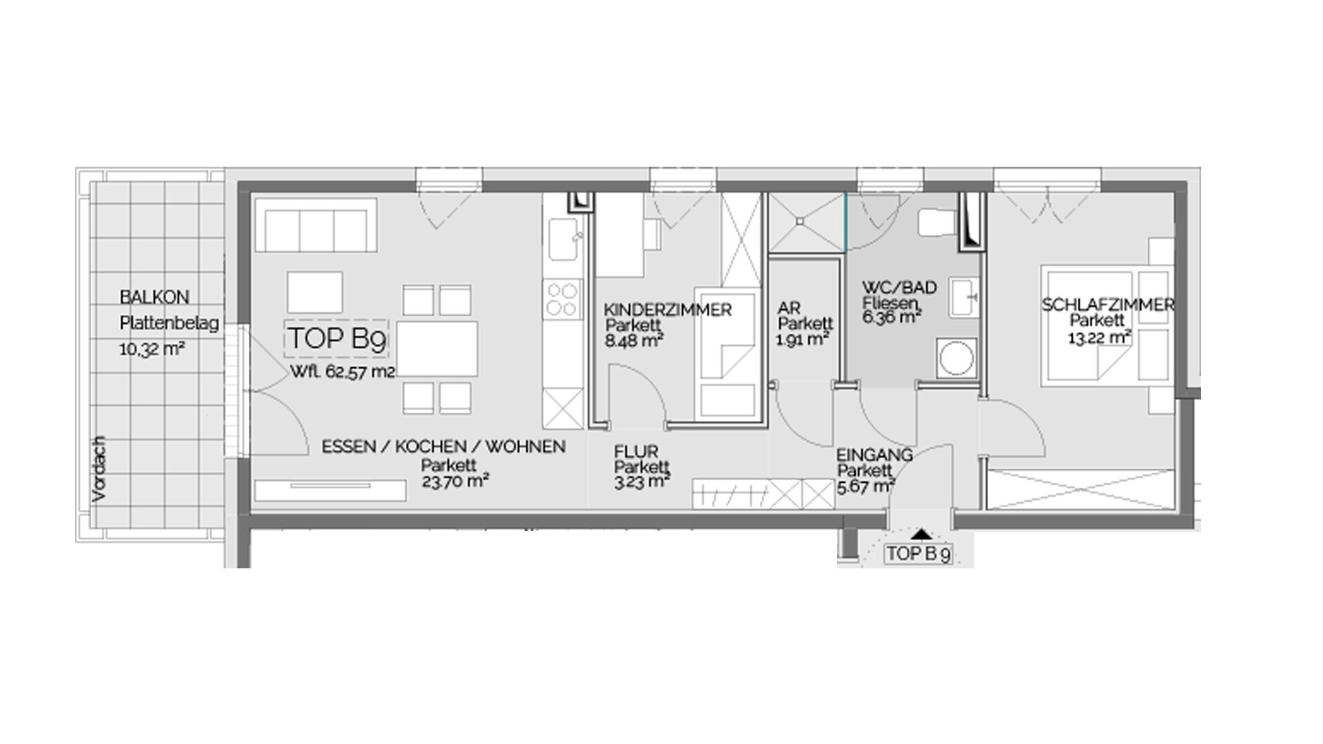 Wohnung zum Kauf 249.000 € 3 Zimmer 62,6 m²<br/>Wohnfläche 1.<br/>Geschoss Liezen 8940