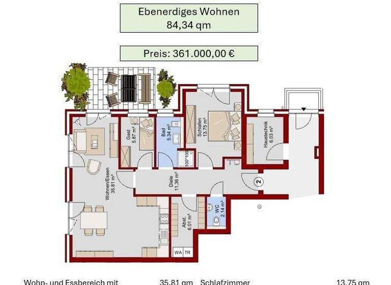 Wohnung zum Kauf - Erstbezug 361.000 € 3 Zimmer 84,3 m² EG Ganderkesee 27777