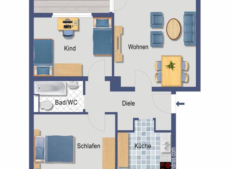 Wohnung zum Kauf provisionsfrei 215.500 € 3 Zimmer 70,5 m²<br/>Wohnfläche 2.<br/>Geschoss Stettiner Straße 16 Garath Düsseldorf 40595