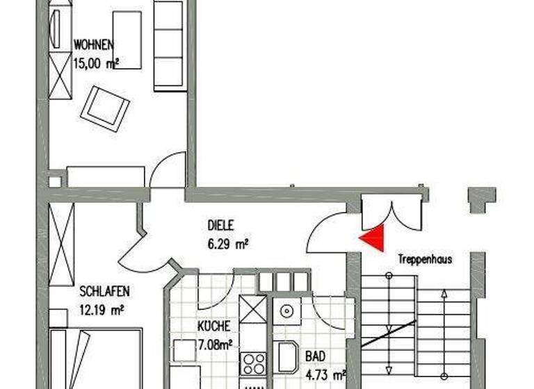 Wohnung zur Miete 660 € 2 Zimmer 47,2 m² 1. Geschoss Delitzscher Straße 142 Eutritzsch Leipzig 04129