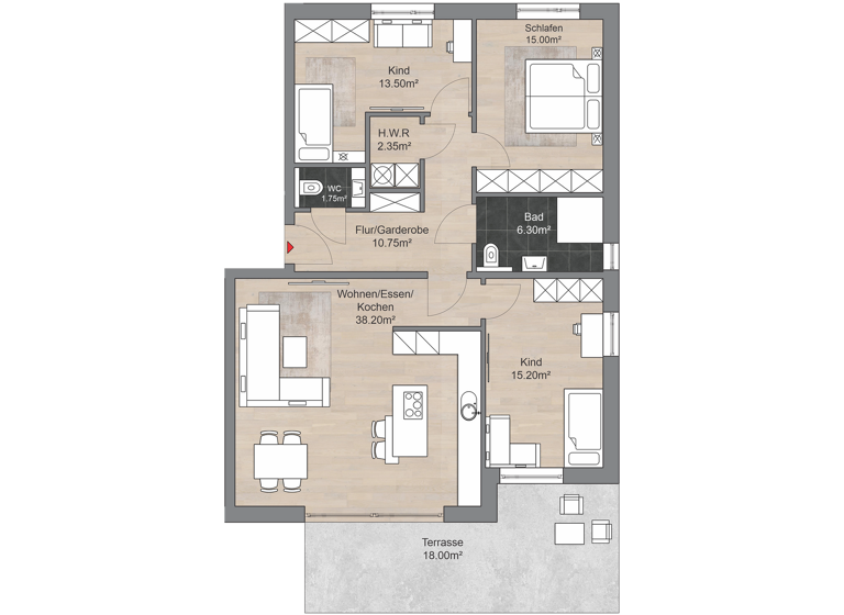 Terrassenwohnung zum Kauf - Erstbezug provisionsfrei 368.000 € 4,5 Zimmer 105 m² EG frei ab sofort Schinkestraße 64 Holsen Bünde 32257