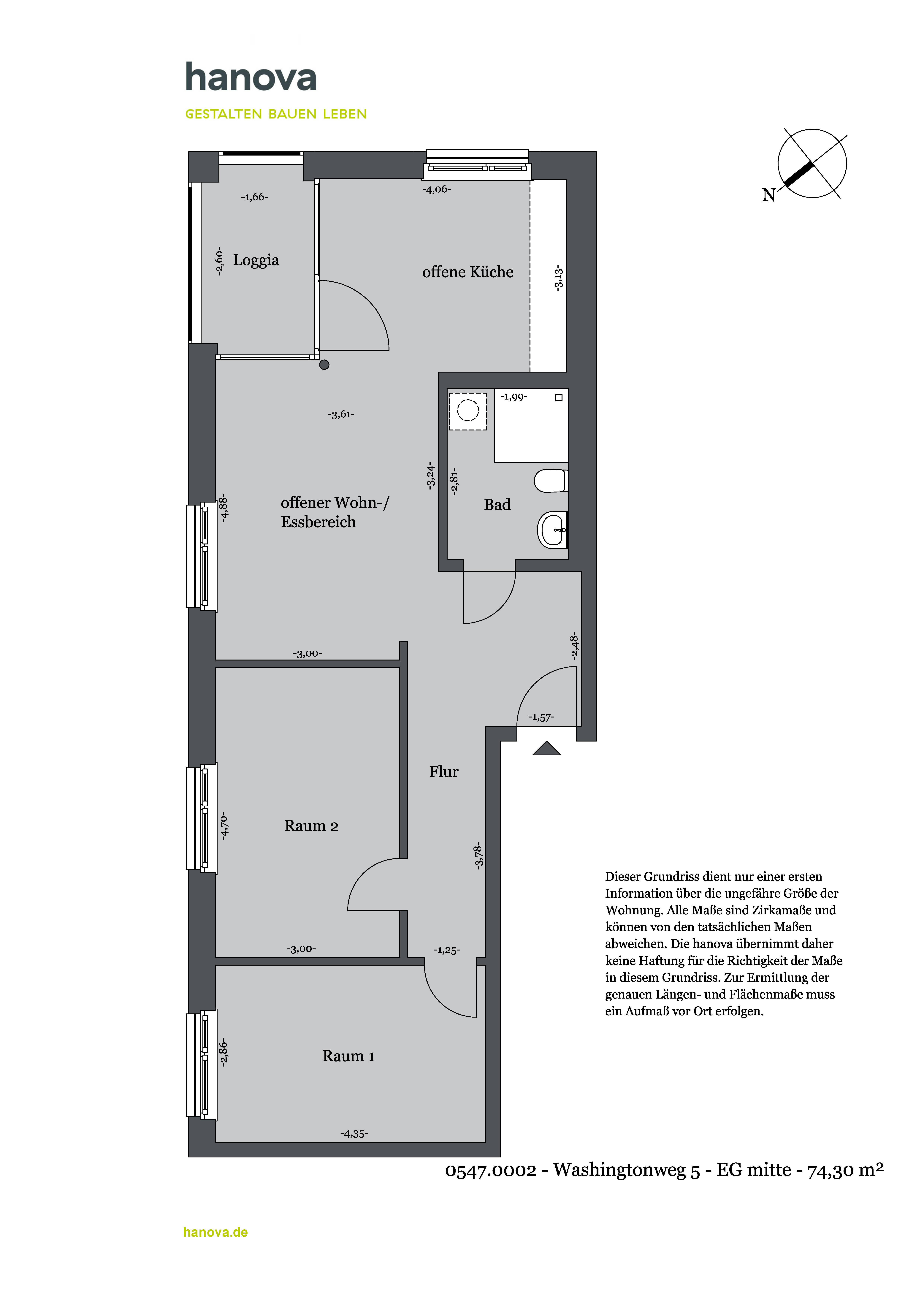 Wohnung zur Miete 532 € 3 Zimmer 74,3 m²<br/>Wohnfläche EG<br/>Geschoss ab sofort<br/>Verfügbarkeit Washingtonweg 5 Mittelfeld Hannover 30519