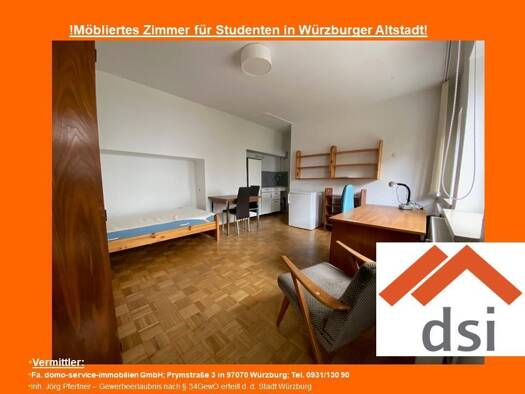 Studio zur Miete 385 € 1 Zimmer 23,5 m² EG frei ab sofort Altstadt Würzburg 97070